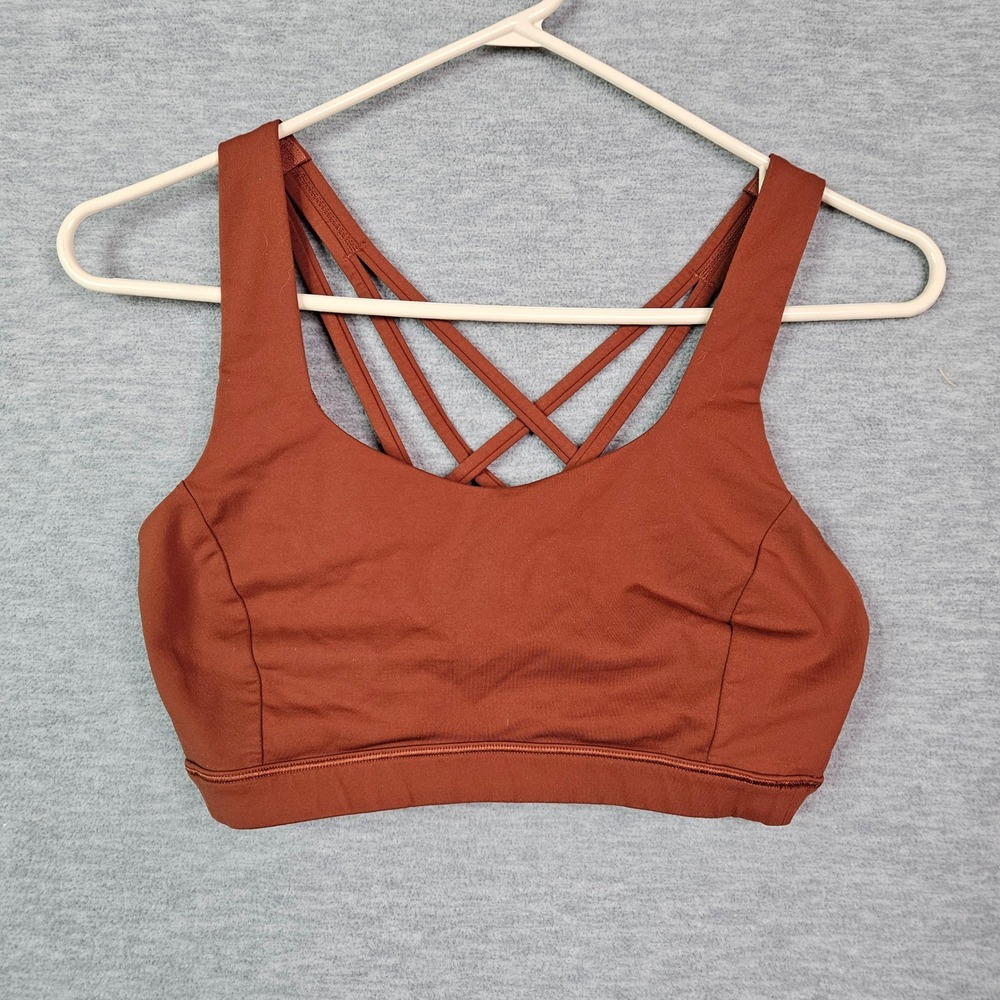 Lululemon Free to Be Serene Bra Rust Orange Strappy Back LW2AUSS Size 6